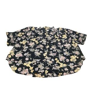 Black with pink blue and yellow flowers size 5x